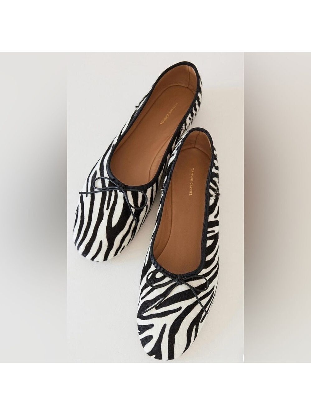 Mansur Gavriel Dream Zebra Print Ballerina Flats - NWT